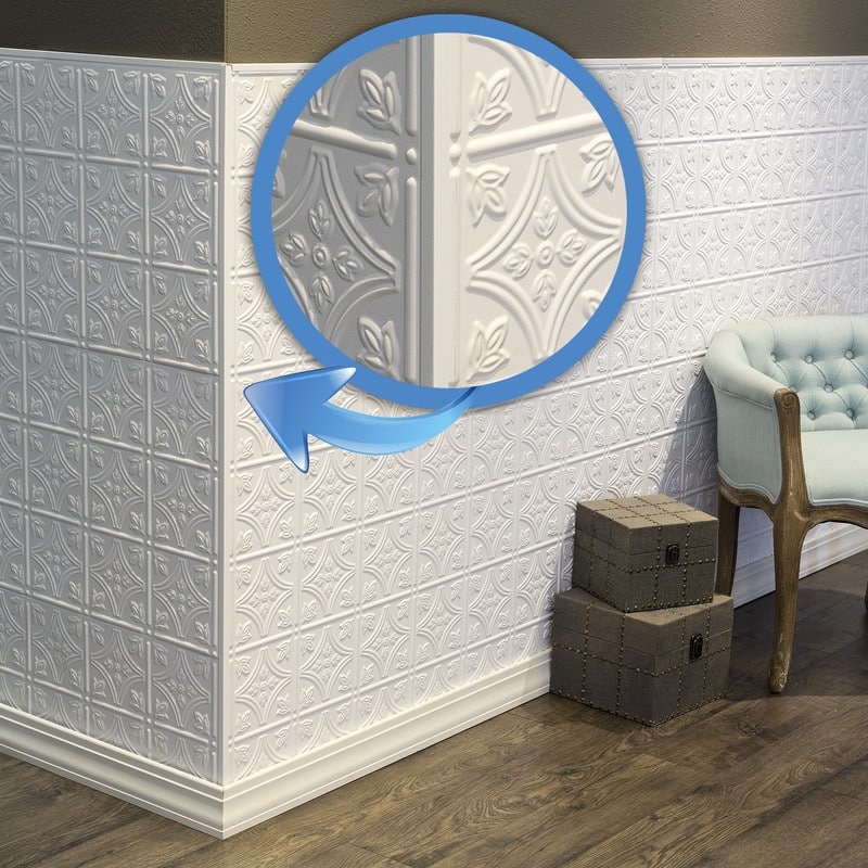 FASÄDE 47 in. Decorative Vinyl Outside Corner Trim Matte White (5 Pack) - 5 Pack