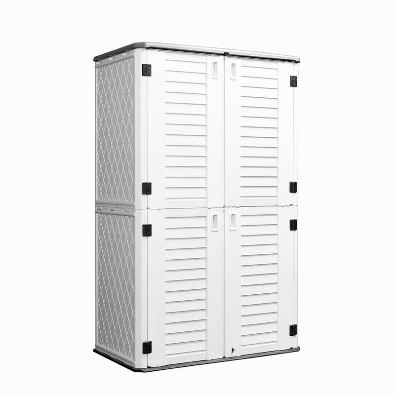 4.16 ft. W x 2.4 ft. D White Resin HDPE Outdoor Storage Shed with Lockable Door