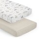 preview thumbnail 1 of 4, Sweet Jojo Designs Jungle Safari Animals Boy Girl Gender Neutral Unisex 2 Pack Fitted Crib Sheets Taupe Animal Elephant Wildlife