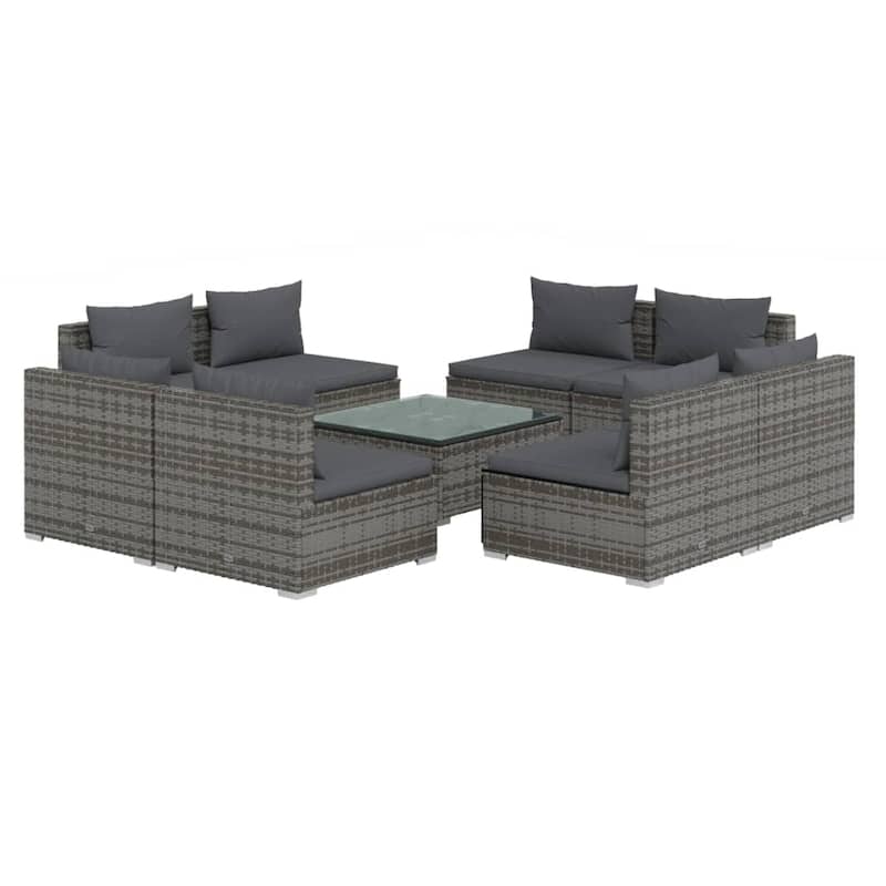 vidaXL Patio Lounge Set Outdoor Sectional Sofa Set Table Garden Poly Rattan - 27.6" x 27.6" x 23.8"