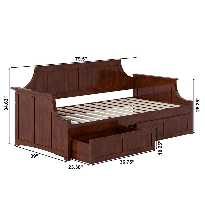 Cambridge Twin Wood Daybed with Set of 2 Drawers