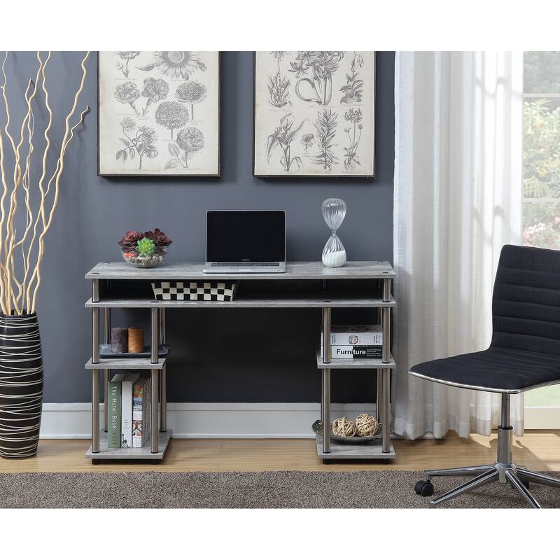 Convenience Concepts Designs2Go No Tools Student Desk with Shelves - Faux Birch