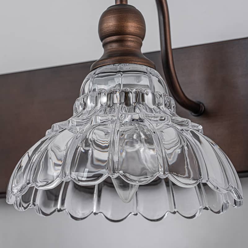 3/4-Light Vintage Bathroom Vanity Light with Clear Trumpet Glass Shades