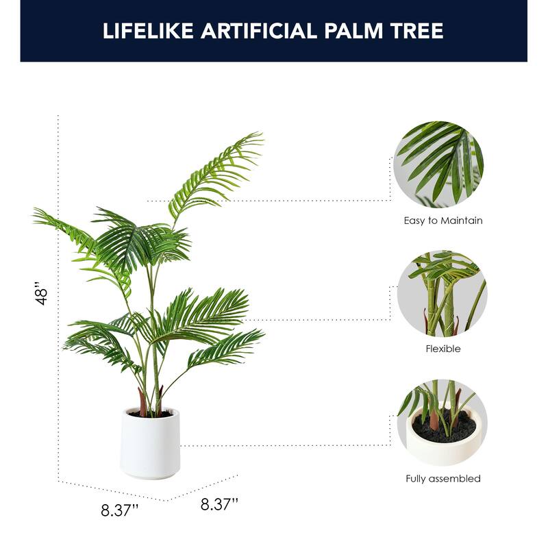 American Art Decor Artificial Faux Tree in White Tapered Ceramic Pot