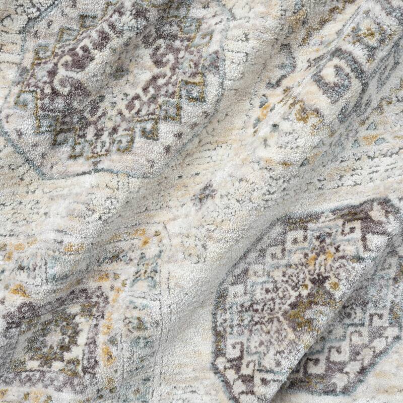 Medallion Power-Loomed Throw Pillow Cover - 20" - Gray and Cream