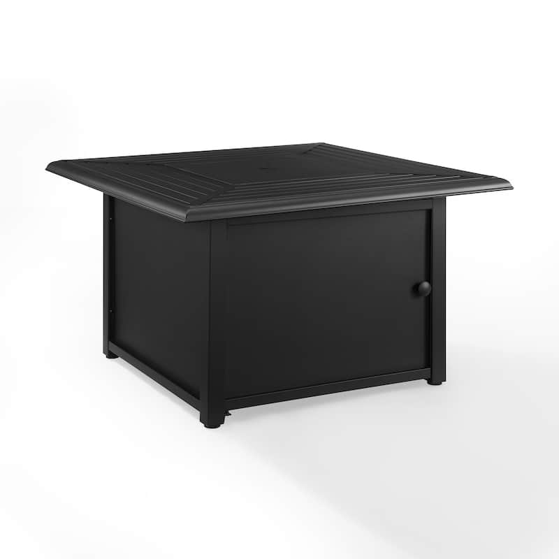 Crosley Dante Transitional Slatted Black Metal Fire Table - 42.88 W x 41.88 D x 25.13 H