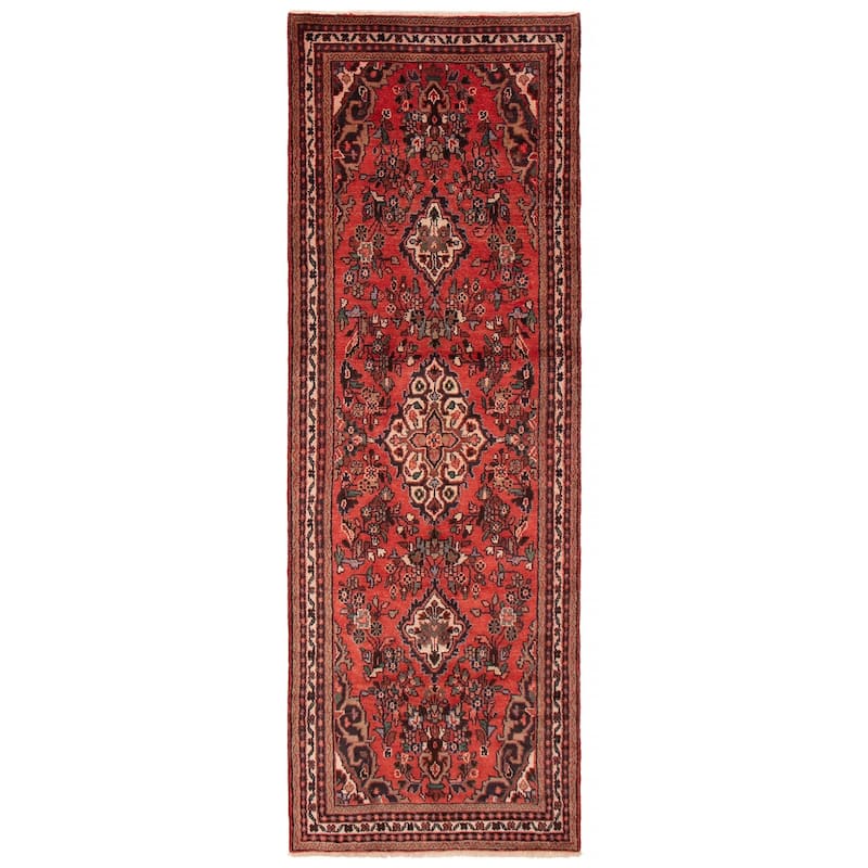ECARPETGALLERY Hand-knotted Andelz Red Wool Rug - 3'9 x 11'0 - Red - 3'9 x 11'0