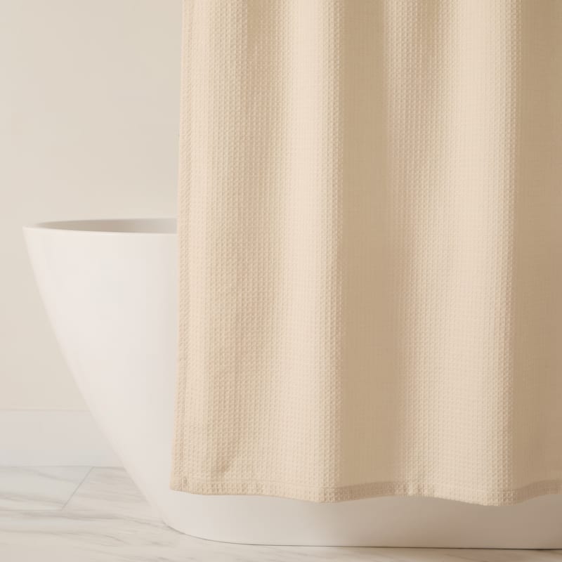Becky Cameron Cotton Blend Waffle Shower Curtain - 72" x 72" - Natural