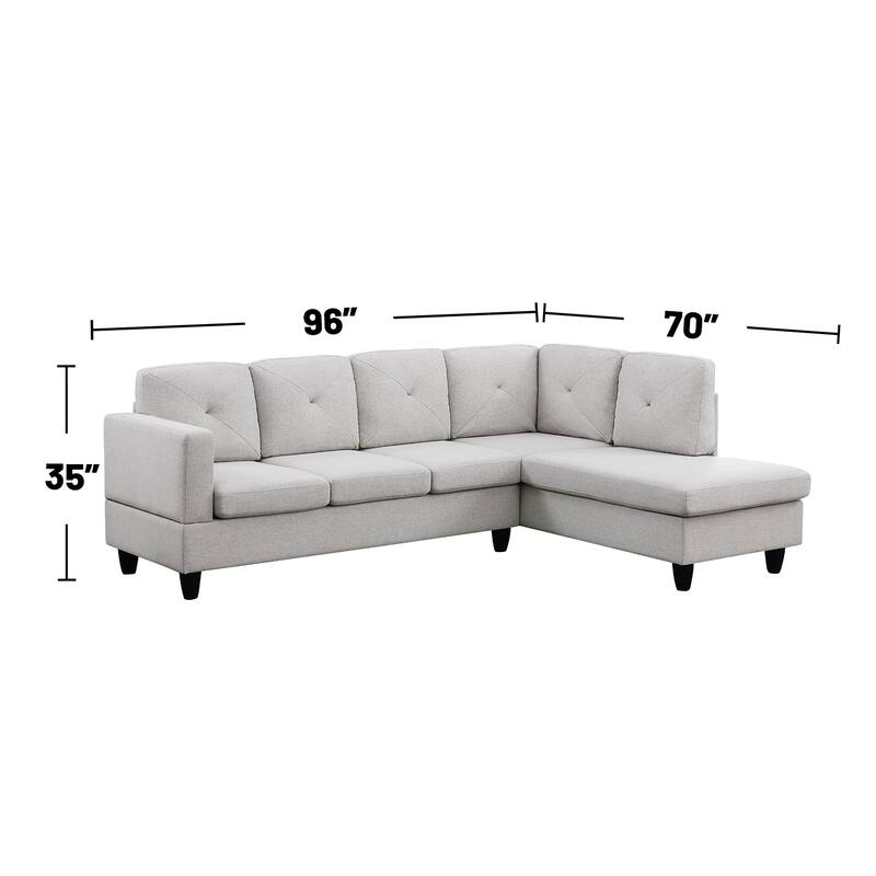 Linen Upholstered Sectional Sofa with Right Facing Chaise