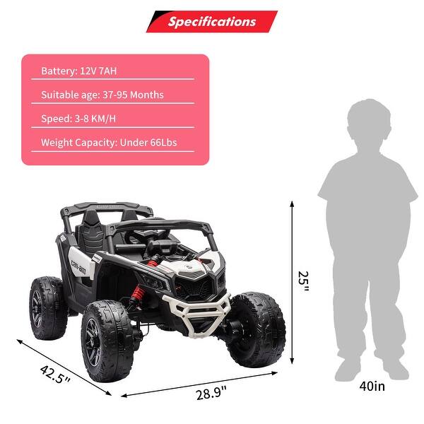 dimension image slide 1 of 7, 12V Ride on UTV Car, Licensed Can-Am Electric Off-Road UTV Car