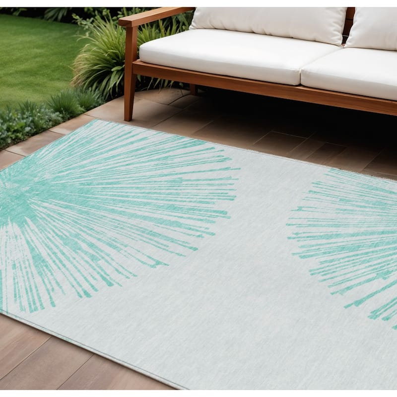 HomeRoots Abstract Transitional Rectangle Outdoor Rug - 10' X 14'