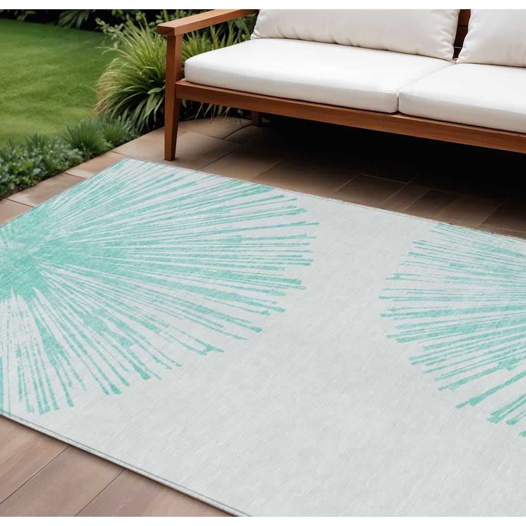 HomeRoots Abstract Transitional Rectangle Outdoor Rug