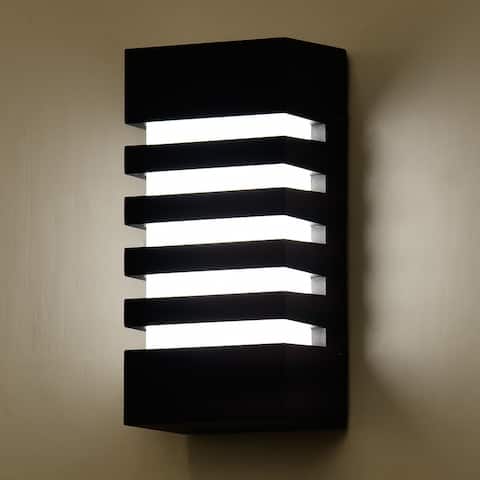 9.75in. Integrated LED Black Outdoor Wall Light with Die-Cast Aluminum