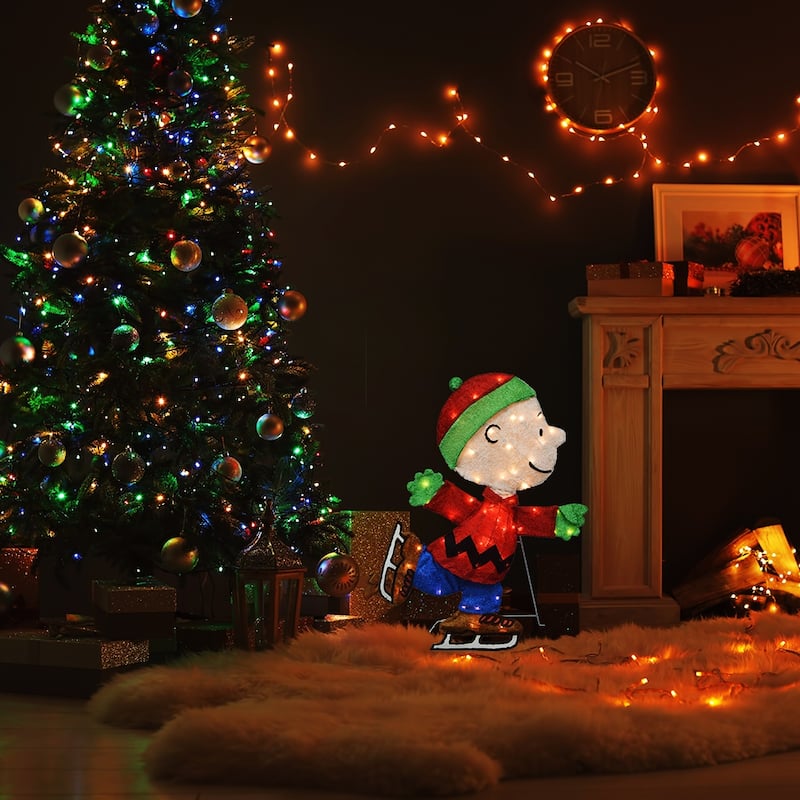 32" Peanuts L2D Prelit Led Yard Art Skating Charlie Brown
