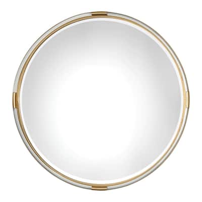 Uttermost Mackai 38" Round Contemporary Gold and Acrylic Wall Mirror
