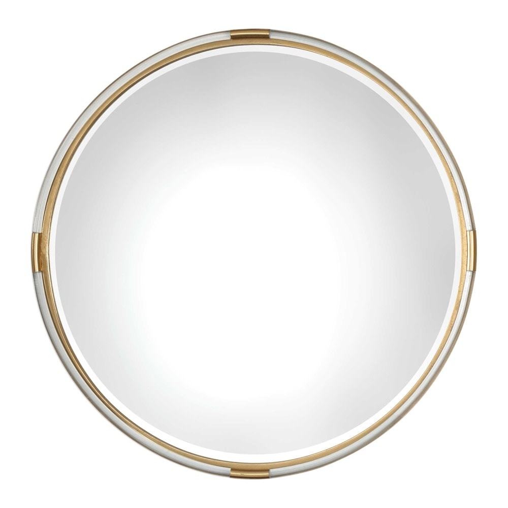 Uttermost Mackai 38" Round Contemporary Gold and Acrylic Wall Mirror