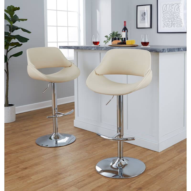 Silver Orchid Svellingen Adjustable Bar Stool with Rounded T Footrest - Set of 2