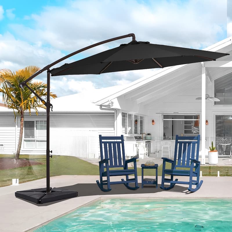10 ft Steel Crank-lift Cantilever Umbrella With Weighted Base