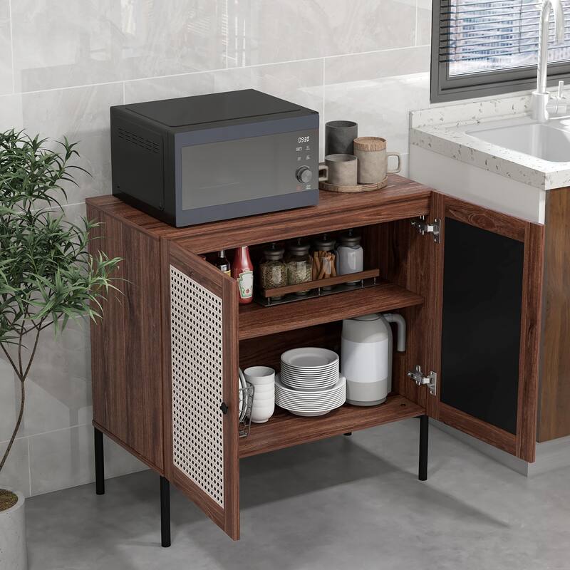 2 PCS Buffet Sideboard Wine Cabinet Cupboard with Adjustable Shelf