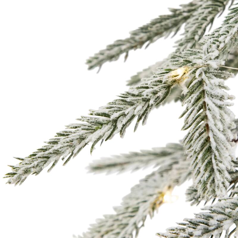 Pre-Lit Alpine Flocked Artificial Christmas Tree - 4' - Clear LED Lights - 4 Foot