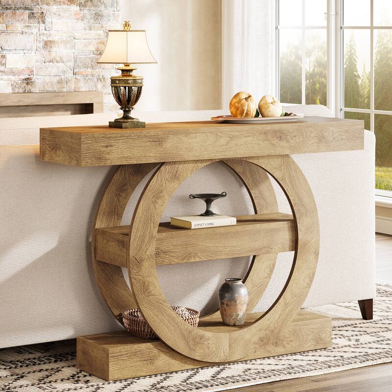 41.3" Farmhouse Console Table, 3-Tier Sofa Table