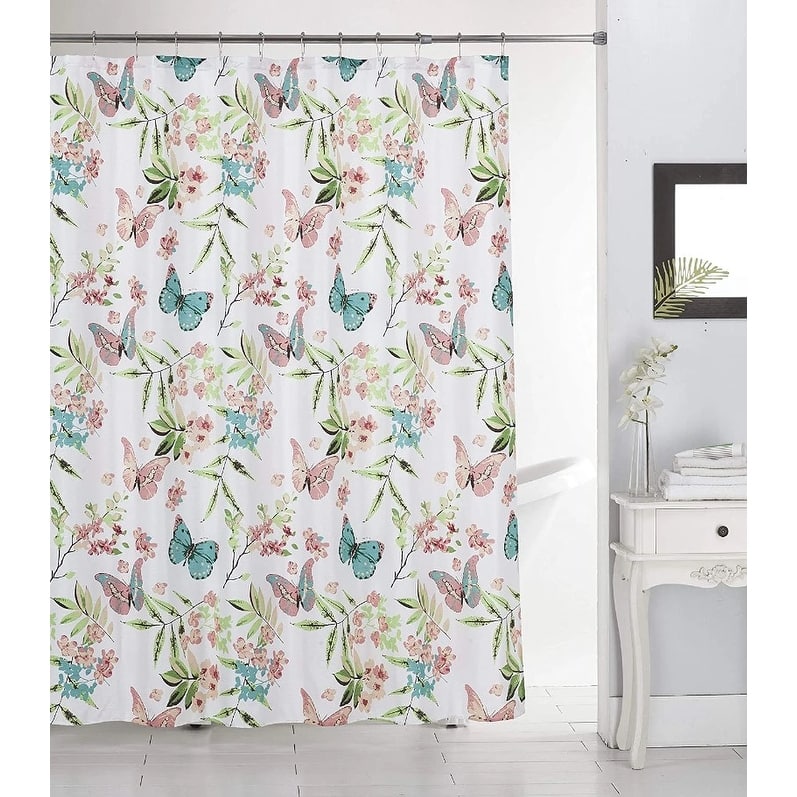 13 Piece Canvas Shower Curtain & Roller Hooks Set - Beautiful and Modern Design for Your Bathroom