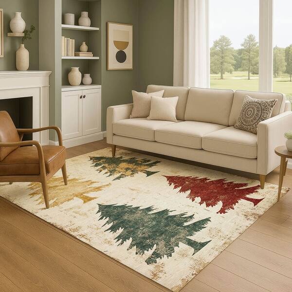 slide 2 of 24, Premium Washable Super Soft Pine Tree Mayfield Rug Ivory - 10' x 14'