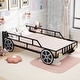 preview thumbnail 4 of 9, Costway Twin Car-Shaped Metal Bed Frame with Wheels Decorations Safety