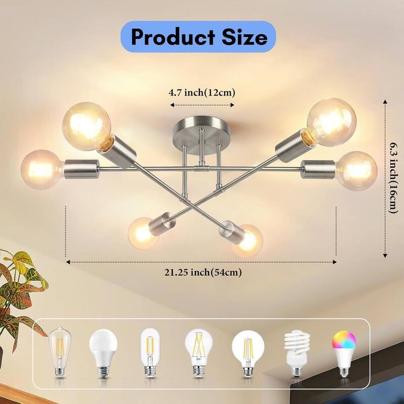 6-Light Industrial Ceiling Lights Fixture