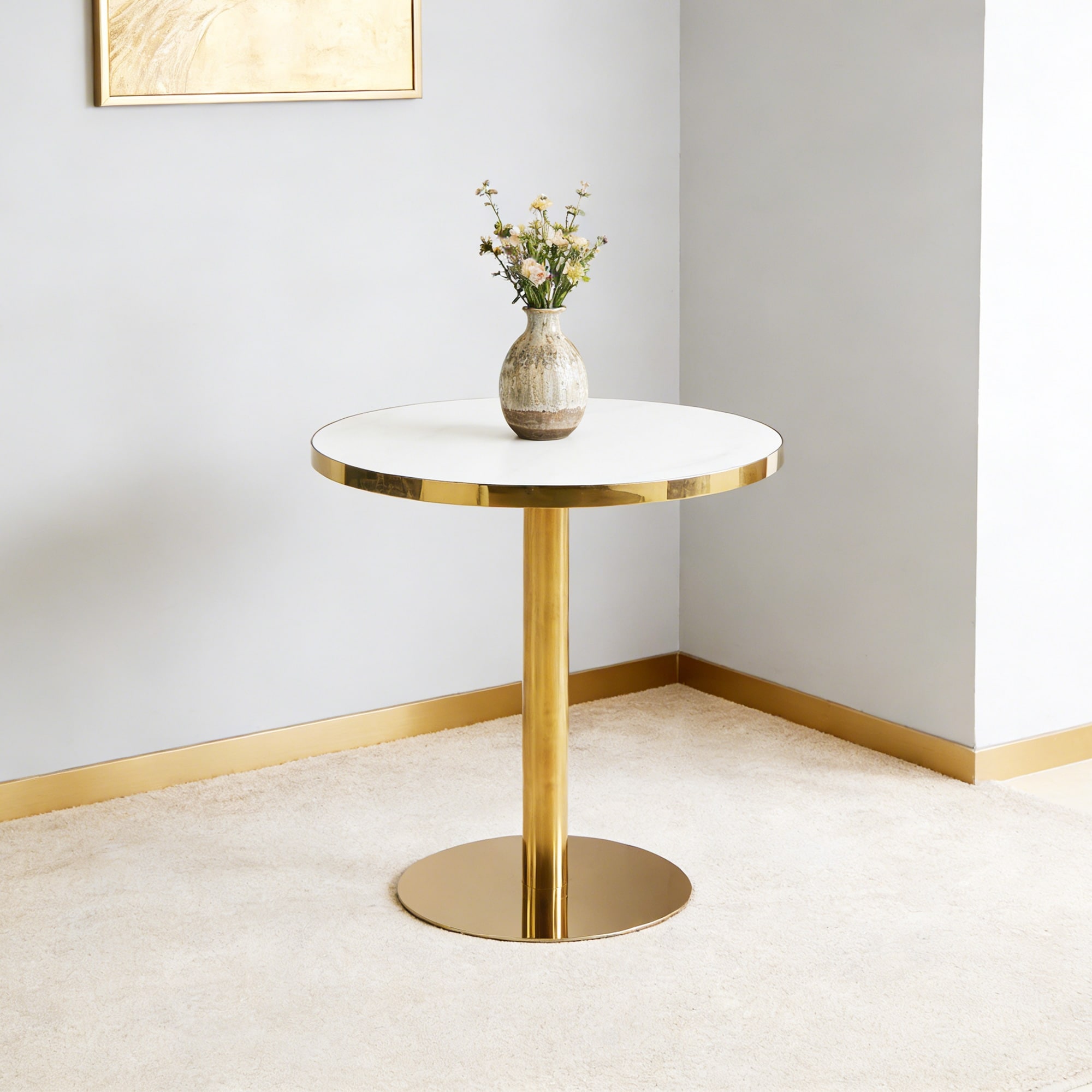 31.5"Mid-Century Modern Pedestal Table, Multi-Functional Dining Table for 4-6 People & Large Coffee Table, White MDF Cremic Top