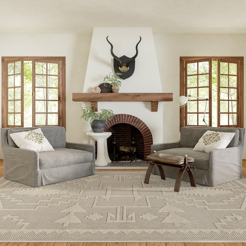 Nuloom Sequoia Tribal Textured Indoor/Outdoor Area Rug - 8' x 10' - Beige