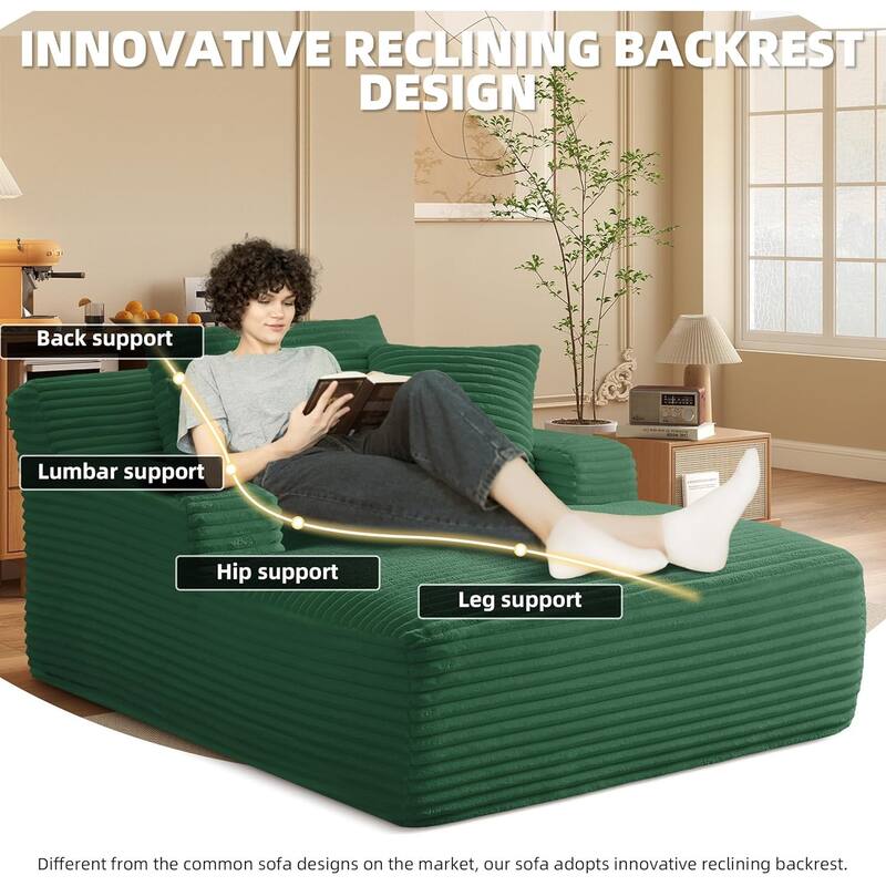 Rossetta Corduroy Upholstered Modern Oversized Chaise Lounge Chair