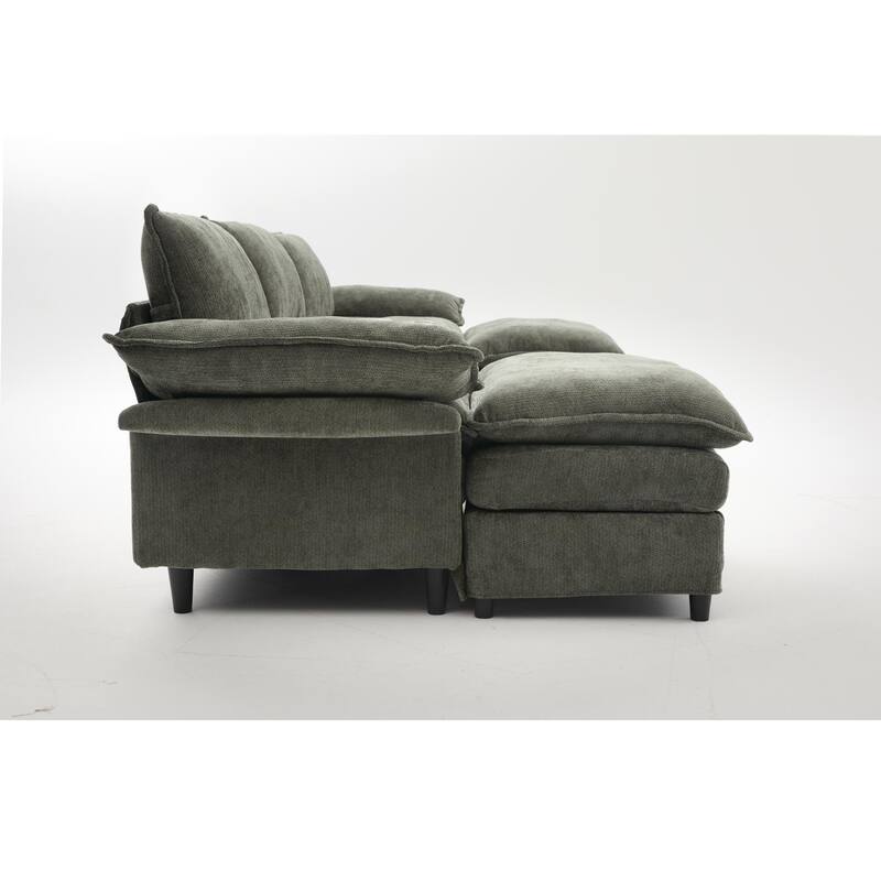 Modular Sectional Sofa, U Shaped Couch with 2 Ottomans, Storage Console & Wireless Charging, 2 Cup Holders, Bluetooth Speakers