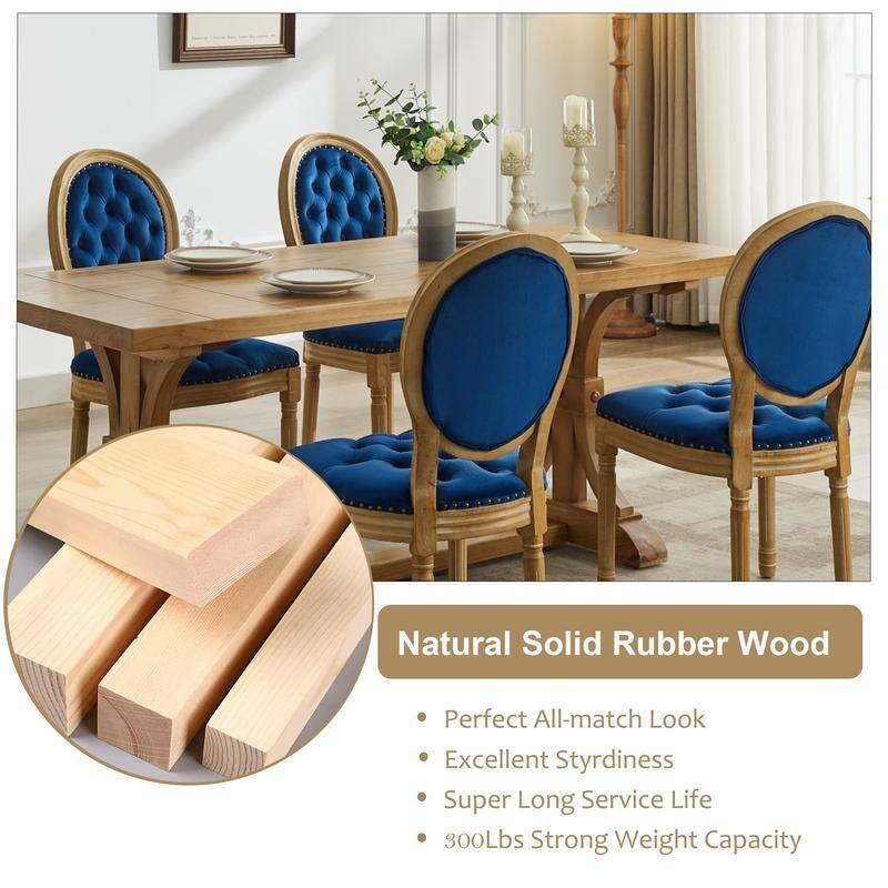 French Style Solid Wood Dining Chair with Nailhead Set of 4