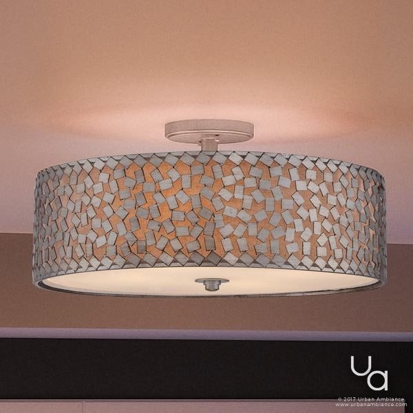 Luxury Modern Semi Flush Ceiling Light 11 5 H X 20 W With Luxury Modern Semi Flush Ceiling Light 11 5 H X 20 W With Shabby Chic Style Drum Design Olde Silver Finish Free Shipping Today