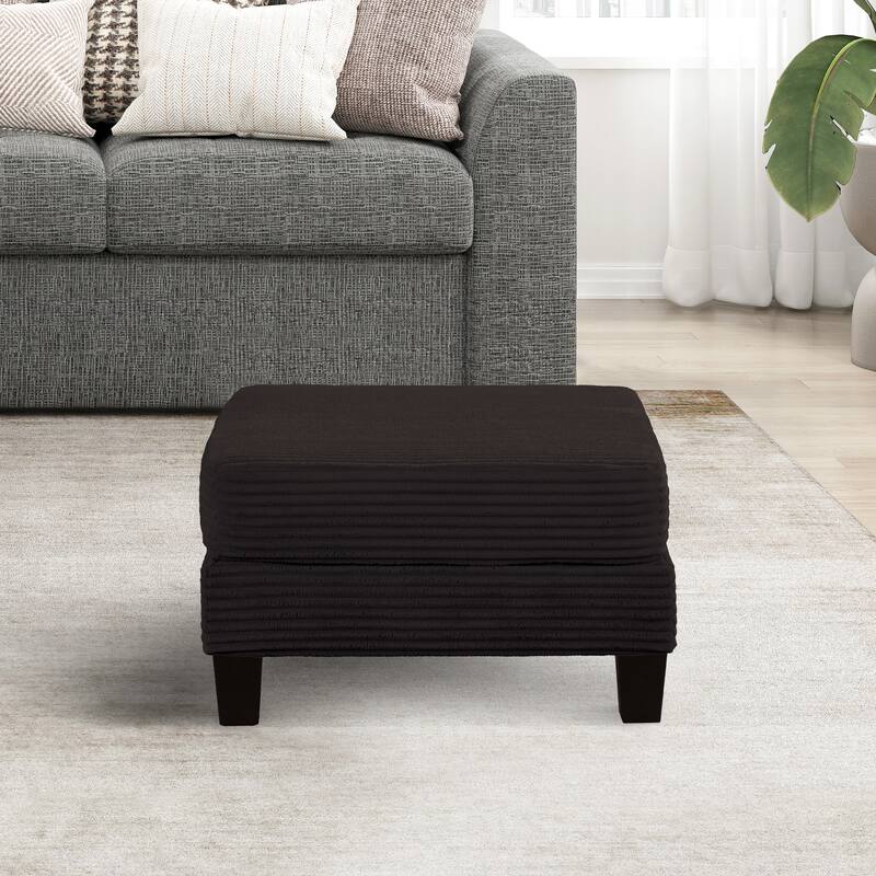 31" Contemporary Rectangular Fabric Storage Ottoman - Black