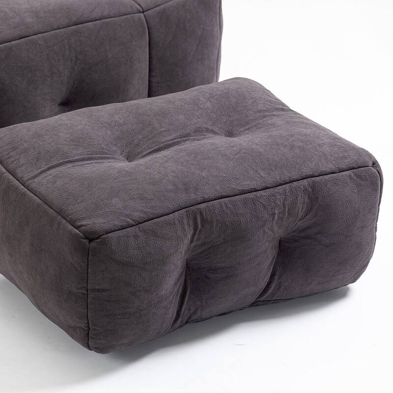 Fluffy Comfort Lounger Bean Bag Chair with Memory Foam and Ottoman