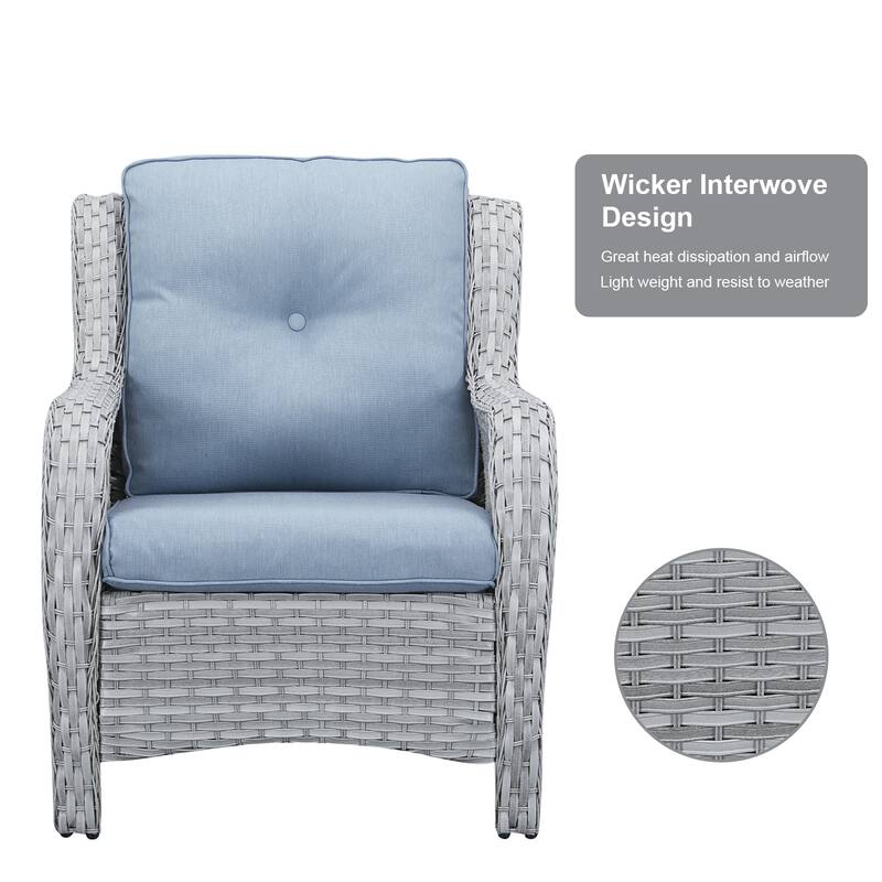 Pocassy Outdoor Patio Chairs with Ottomans Set of 4