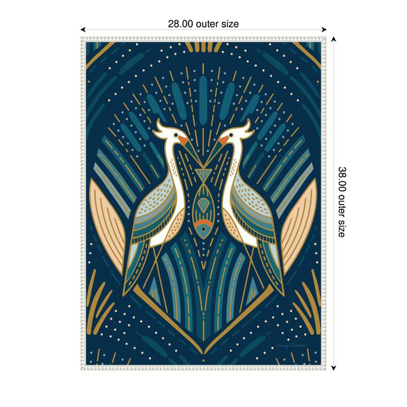 Kate and Laurel Sylvie Art Deco Herons Blue Framed Canvas by Carey Copeland
