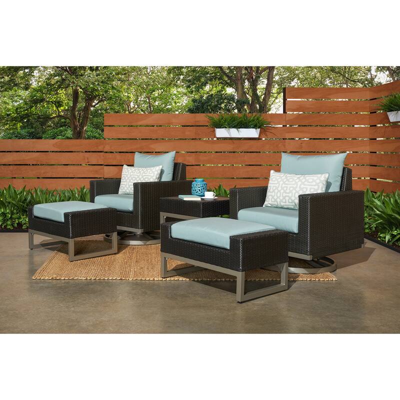 Milo Espresso 5 Piece Sunbrella Outdoor Patio Motion Club Set
