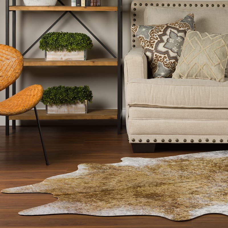 Addison Rugs Cheyenne Colorful Cowhide Print Non-Skid Area Rug