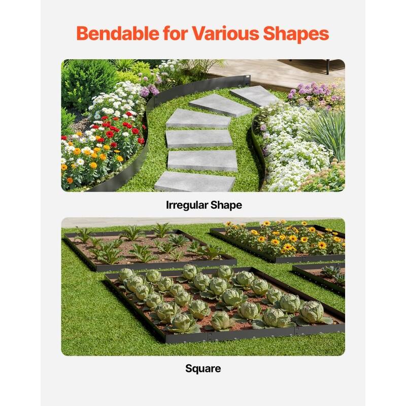 5-Pack 4"H Galvanized Steel Flexible Landscape Edging Borders with Spikes for Yard or Pathway - 39 x 7.13 x 0.06 in