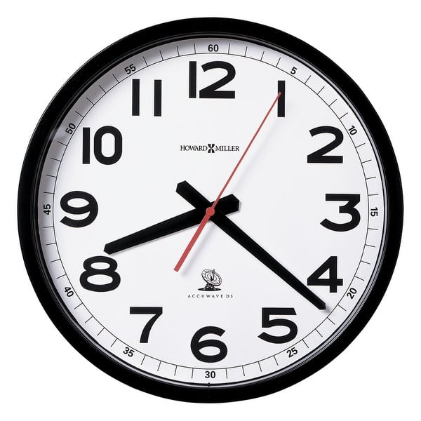 slide 1 of 1, Howard Miller Accuwave Black 12.25-Inch Radio-Controlled Wall Clock