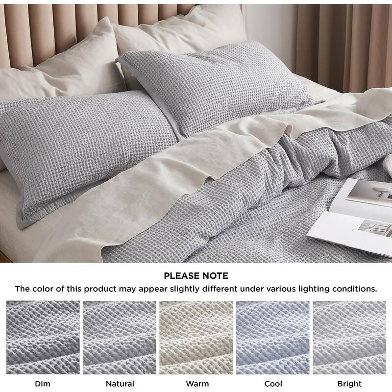 Cotton Waffle Weave Duvet Cover Set, Soft and Breathable Duvet Cover
