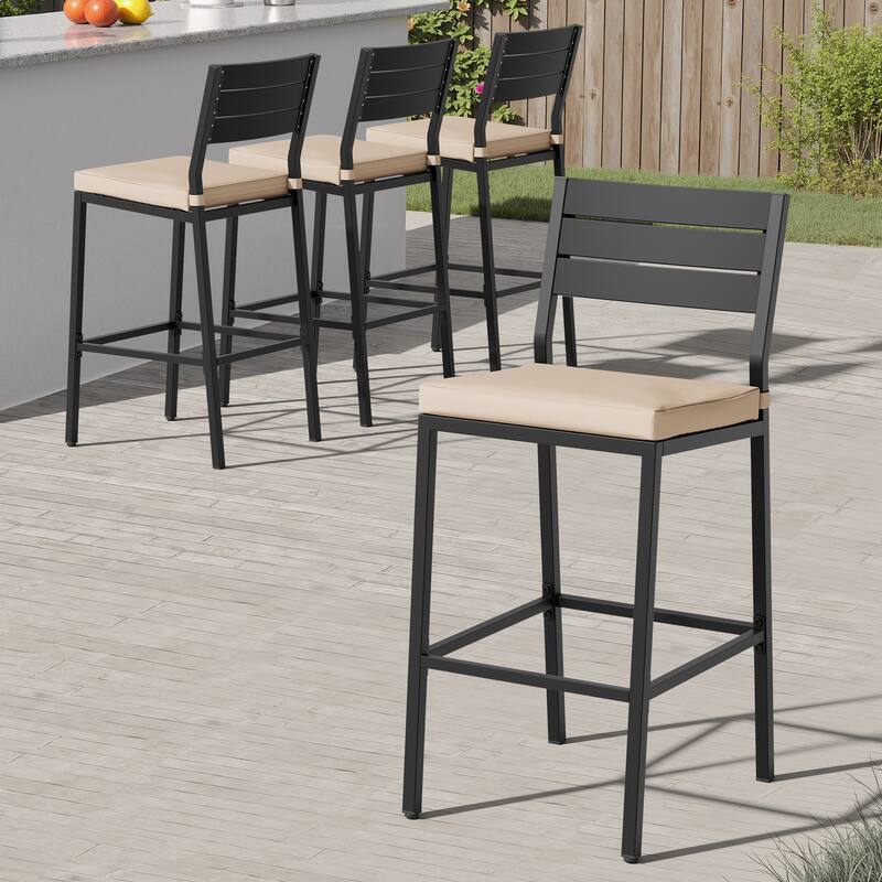 VredHom Outdoor Patio Barstools with Cushion - D 20.5 in. x W 17.3 in. x H 40.2 in.