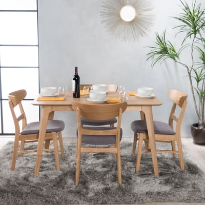 Idalia Fabric and Rubberwood 5-piece Wood Rectangular Dining Set by Christopher Knight Home