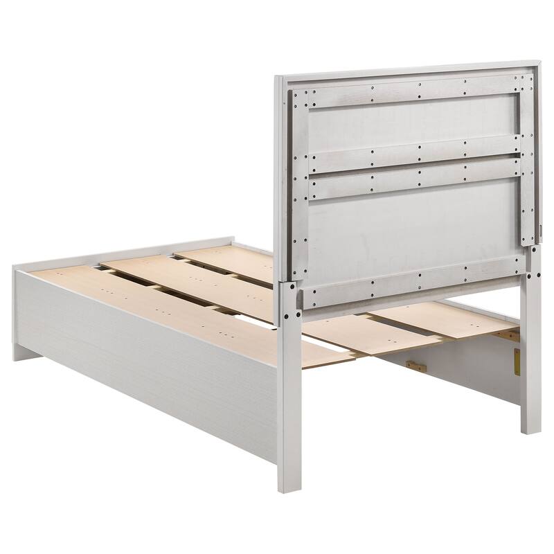 Twin Size Solid Wood Storage Bed with Built-in Drawers and Panel Headboard