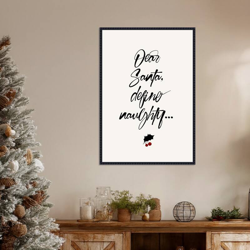 Dear Santa by Eins Kubistika (23 x 33 in.), Framed Canvas Wall Art Print - Sylvie Beaded Black