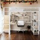 preview thumbnail 1 of 34, Metal Full Size Loft Bed with Storage,Small Wardrobe,Built-in Desk,Kids Bed Design White