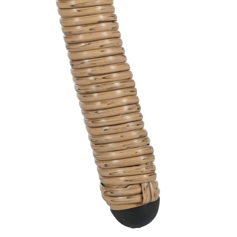 3 Pieces Rattan Bistro Set with A Glass Round Table for Patio